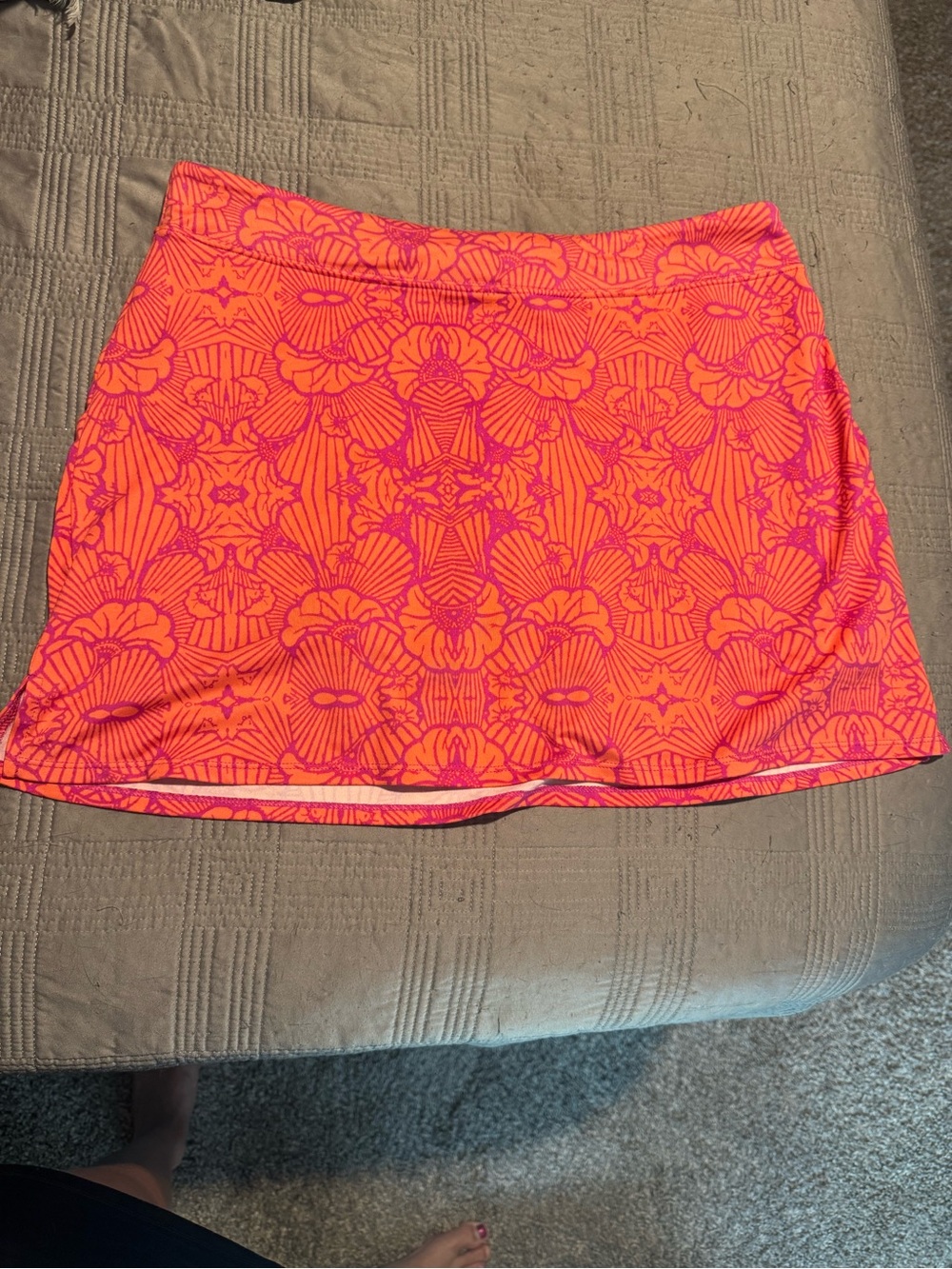 Bright Coral Pink Patterned Women's Skort
